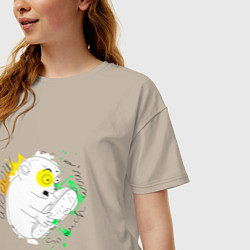 Футболка оверсайз женская Лемур: so much wow, цвет: миндальный — фото 2