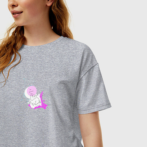 Женская футболка оверсайз Крошечный котенок: im smol / Меланж – фото 3