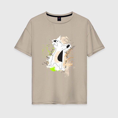 Женская футболка оверсайз Муравьед: fuck you im anteater / Миндальный – фото 1