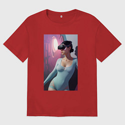 Футболка оверсайз женская Девушки с виар, цвет: красный