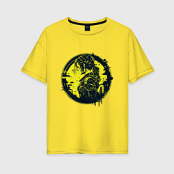 Футболка оверсайз женская Cyberpunk girl черный желтый, цвет: желтый