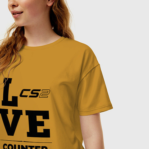 Женская футболка оверсайз Counter Strike 2 love classic / Горчичный – фото 3