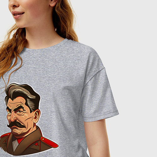 Женская футболка оверсайз Joseph Vissarionovich Stalin / Меланж – фото 3