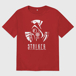 Футболка оверсайз женская STALKER противогаз, цвет: красный