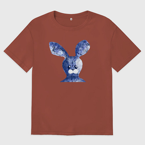 Женская футболка оверсайз Сиреневый цветочный зайка / Кирпичный – фото 1