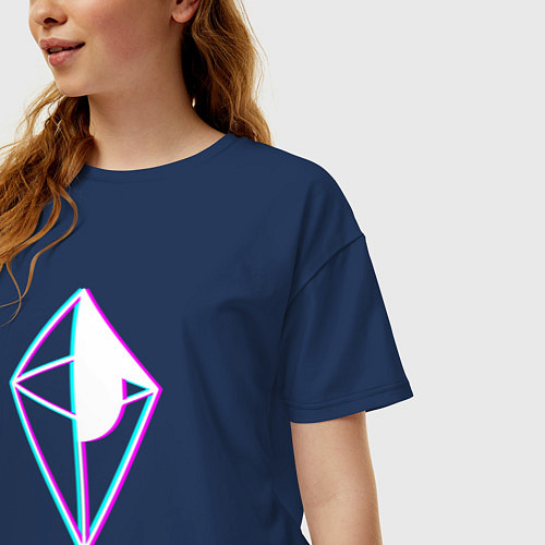 Женская футболка оверсайз No Mans Sky в стиле glitch и баги графики / Тёмно-синий – фото 3