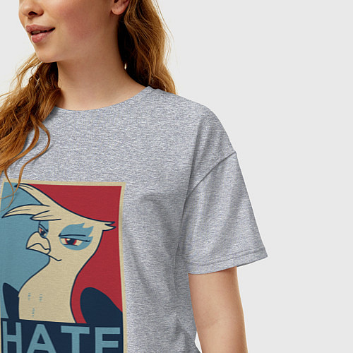Женская футболка оверсайз Hate bird / Меланж – фото 3