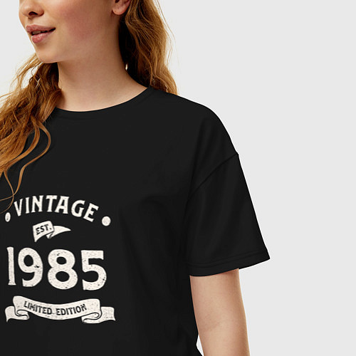 Женская футболка оверсайз Винтаж 1985 ограниченный выпуск / Черный – фото 3