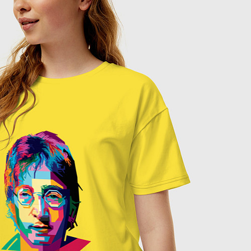 Женская футболка оверсайз John Lennon картина абстракция / Желтый – фото 3