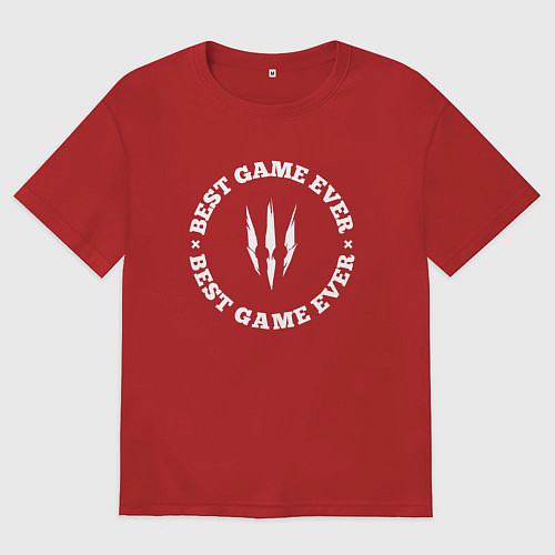 Женская футболка оверсайз Символ The Witcher и круглая надпись best game eve / Красный – фото 1