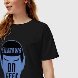 Футболка оверсайз женская Eyebrows on geek, цвет: черный — фото 2
