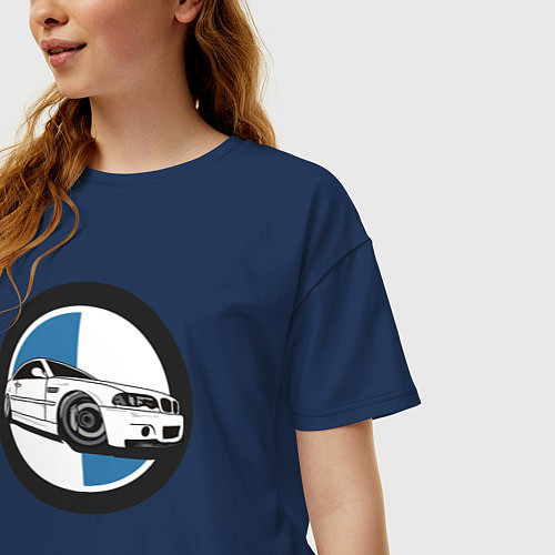 Женская футболка оверсайз BMW style / Тёмно-синий – фото 3
