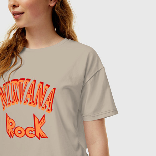 Женская футболка оверсайз Нирвана музыка рок / Миндальный – фото 3