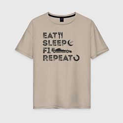 Женская футболка оверсайз Eat sleep F1