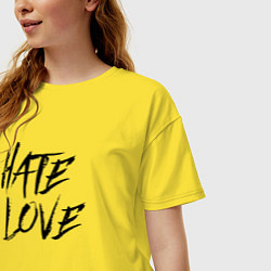 Футболка оверсайз женская Hate love Face, цвет: желтый — фото 2