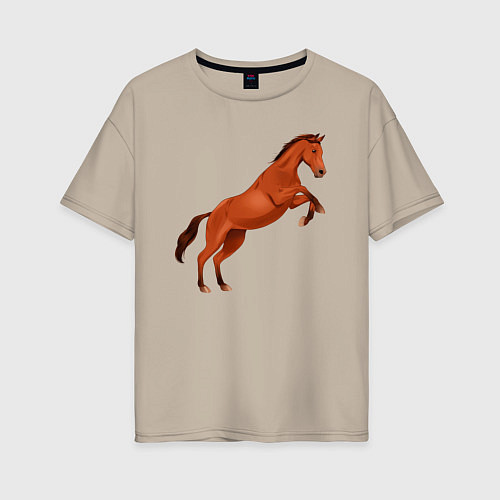 Женская футболка оверсайз Англо-арабская лошадь / Миндальный – фото 1