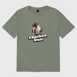 Футболка оверсайз женская Chicken Gun illustration, цвет: авокадо