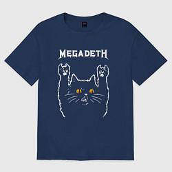 Футболка оверсайз женская Megadeth rock cat, цвет: тёмно-синий