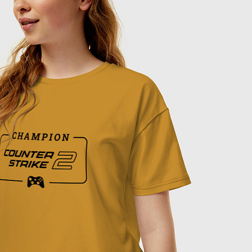 Женская футболка оверсайз Counter-Strike 2 gaming champion: рамка с лого и д / Горчичный – фото 3
