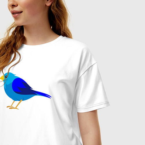 Женская футболка оверсайз Синяя птичка / Белый – фото 3