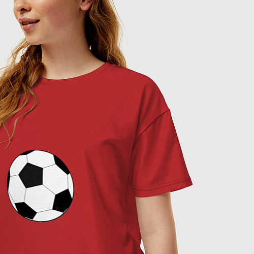 Женская футболка оверсайз Футбольный мячик / Красный – фото 3