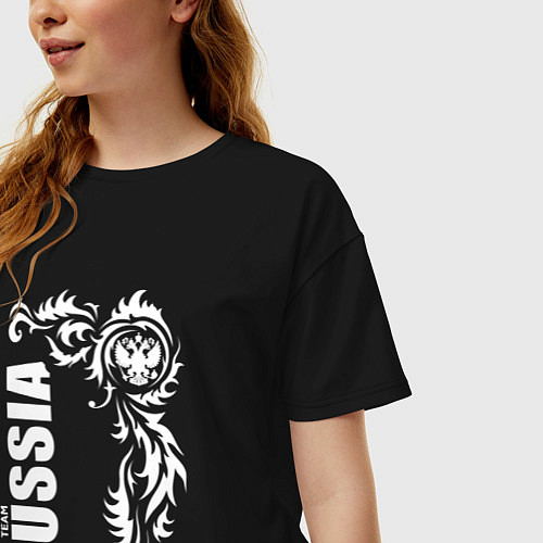 Женская футболка оверсайз Национальная сборная: Russia national team / Черный – фото 3