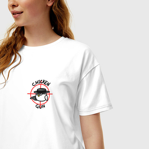 Женская футболка оверсайз Chicken Gun - прицел / Белый – фото 3