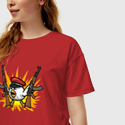 Футболка оверсайз женская Взрывной цыпленок, цвет: красный — фото 2
