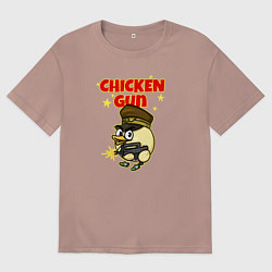 Футболка оверсайз женская Chicken Gun - игра, цвет: пыльно-розовый