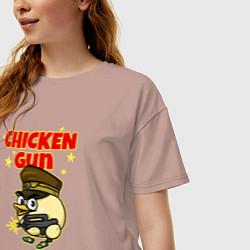 Футболка оверсайз женская Chicken Gun - игра, цвет: пыльно-розовый — фото 2