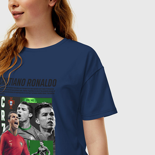 Женская футболка оверсайз Криштиану Роналду легенда / Тёмно-синий – фото 3