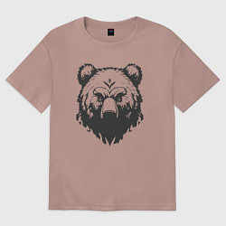 Футболка оверсайз женская Бурый медведь, цвет: пыльно-розовый