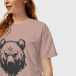Футболка оверсайз женская Бурый медведь, цвет: пыльно-розовый — фото 2