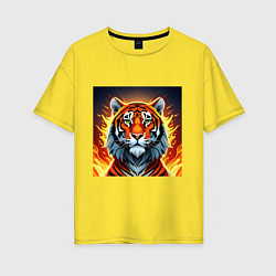 Футболка оверсайз женская Огненный тигр, цвет: желтый