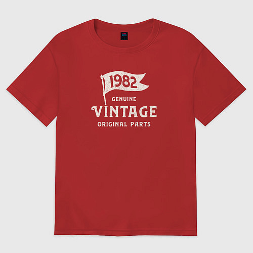 Женская футболка оверсайз 1982 подлинный винтаж - оригинальные детали / Красный – фото 1