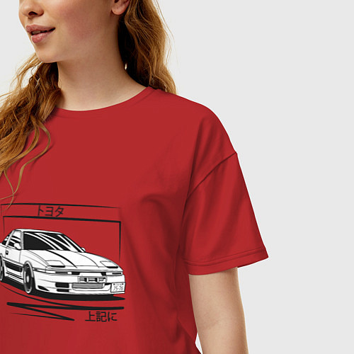 Женская футболка оверсайз Toyota Supra MK3 / Красный – фото 3