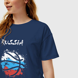 Футболка оверсайз женская Russia basketball, цвет: тёмно-синий — фото 2