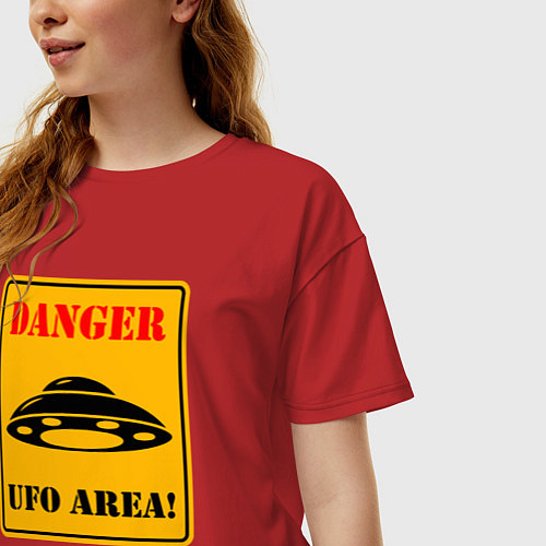 Женская футболка оверсайз Зона НЛО / Красный – фото 3