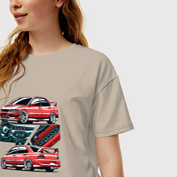 Футболка оверсайз женская Mitsubishi Lancer Evolution IX V1, цвет: миндальный — фото 2