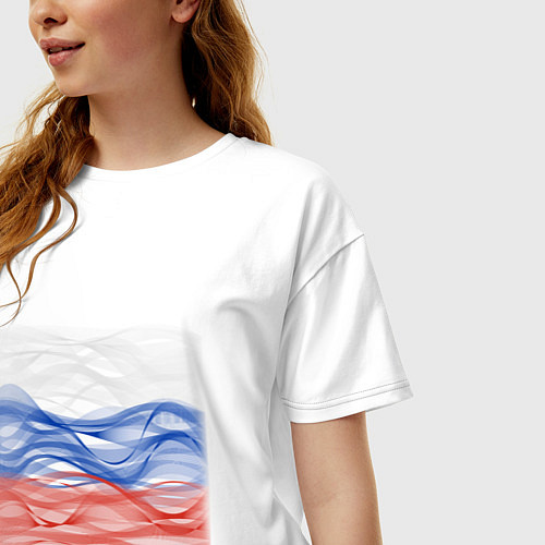Женская футболка оверсайз Триколор флаг / Белый – фото 3