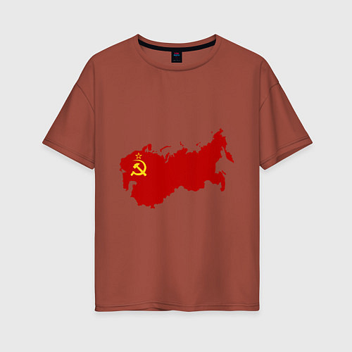 Женская футболка оверсайз Страна ссср флаг / Кирпичный – фото 1
