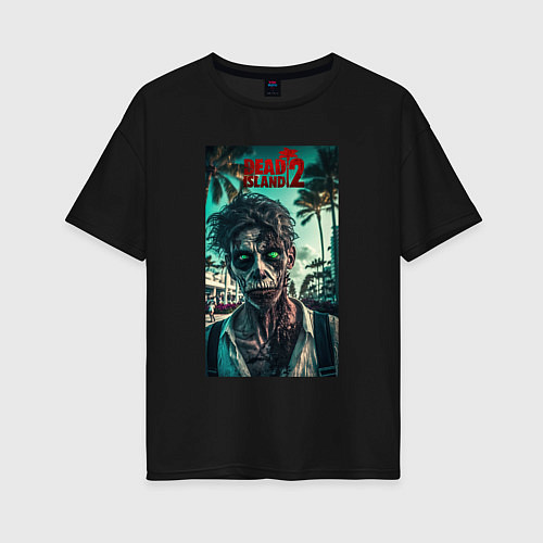 Женская футболка оверсайз Зомби мертвый остров / Черный – фото 1
