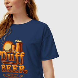 Футболка оверсайз женская Duff beer brewing, цвет: тёмно-синий — фото 2