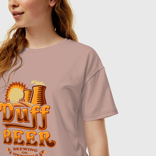 Женская футболка оверсайз Duff beer brewing / Пыльно-розовый – фото 3