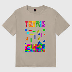 Футболка оверсайз женская Фильм Тетрис логотип, цвет: миндальный