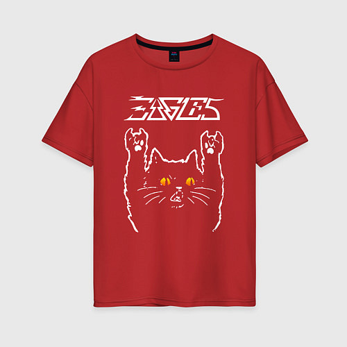 Женская футболка оверсайз Eagles rock cat / Красный – фото 1