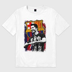 Футболка оверсайз женская Левандовски Барселона, цвет: белый