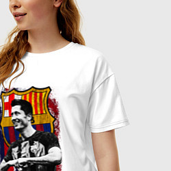 Футболка оверсайз женская Левандовски Барселона, цвет: белый — фото 2