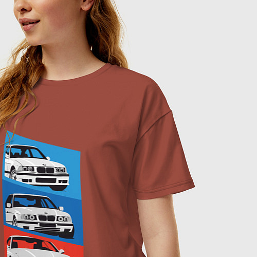 Женская футболка оверсайз BMW cars / Кирпичный – фото 3