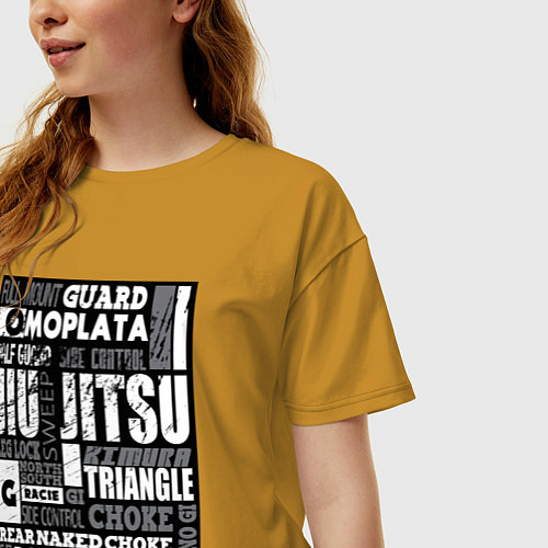 Женская футболка оверсайз Jiu-Jitsu Collage / Горчичный – фото 3